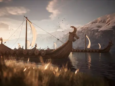 Viking Environment 46 Assets Low-poly 3D model