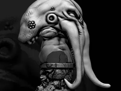 Bust sculpture of Cthulhu 3D print model