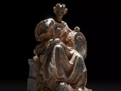 Ancient Seated Deity Statue High Detail 3D Model 3D model