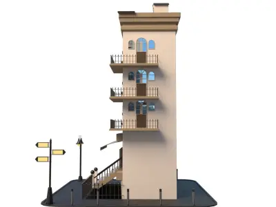 Cartoon Building 3D model purchase