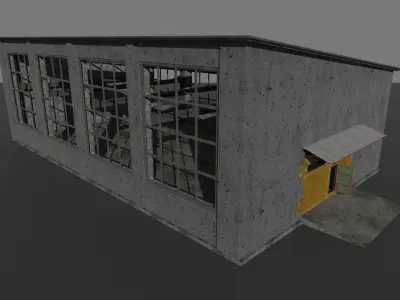 Big Industrial Warehouse Low-poly 3D model