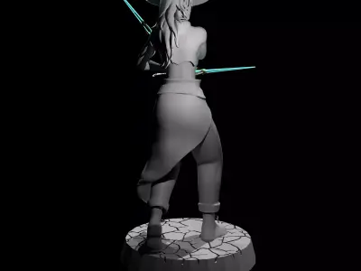 Futuristic Japanese Warrior Woman with Dual Energy Daggers 3D print model