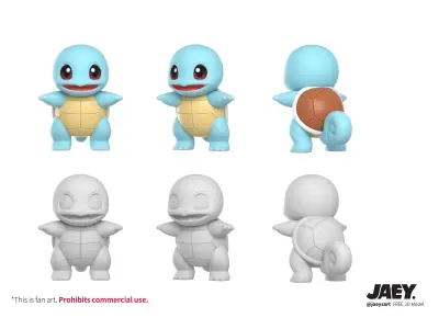 Kanto Starters FREE 3D model Free low-poly 3D model