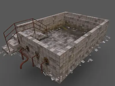 Old Worn Swimming Pool 3D model