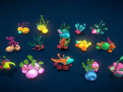 Cartoon Seaweed 4 Low-poly 3D model