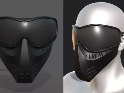 Mask protection scifi military futuristic combat  Low-poly 3D model