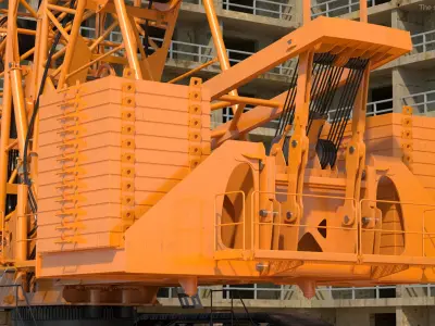  Heavy Lifting Crawler Crane Yellow Rigged for Maya 