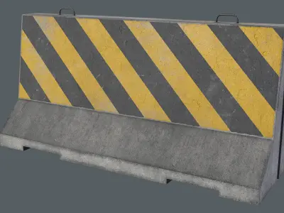 Set of 5 Concrete Barriers Low-poly 3D model