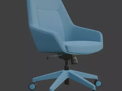 Modern Light Blue Ergonomic Office Chair 3D model