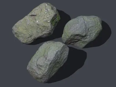 Mossy Stones Low-poly 3D model