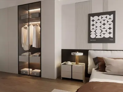 Modern Minimalist Master Bedroom 3D model