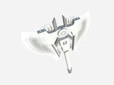 SciFi War Axe B06 Full White - Sci Fi Weapon Design Low-poly 3D model