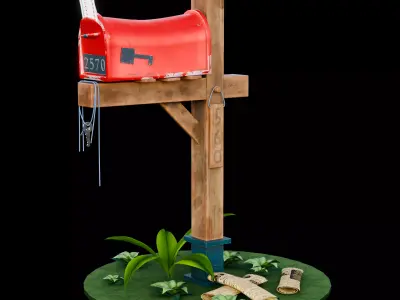 Weathered Rural Mailbox Prop  Detailed PBR Textured 3D Model Low-poly 3D model