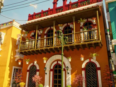 SOUTH AMERICAN BUILDING 006 Low-poly 3D model