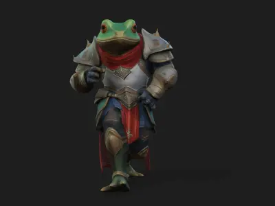 Big Warrior armor frog Rigged 2500 Free animations tutorial  Low-poly 3D model