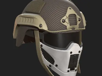 Helmet military mask protection futuristic technology  Low-poly 3D model