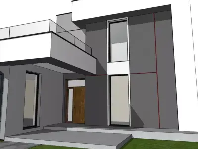 Modern Villa 3D Model with Panoramic Windows 3D model