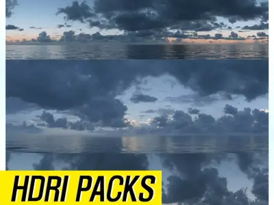 Realistic HDRI 18pcs 12k Ocean with Cloud Low-poly 3D model