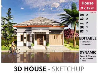 House 9x12m code 563 - Sketchup 3D model 3D model 3D model