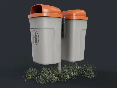 Street Trash Can 37 PBR Game Ready Low-poly 3D model