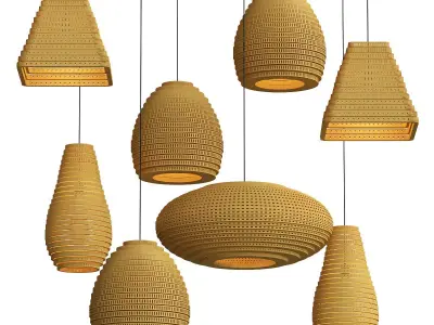 wood collection pendant lamp made of bricks 3D model