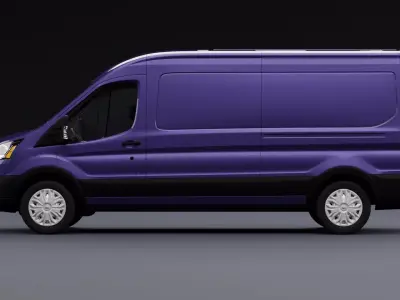 Transit Van Long Truck Night Blue 3D model