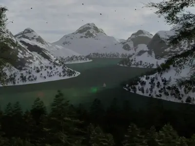 Alpine Lake Cinematic Environment 3D model