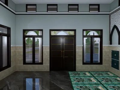 Architecture Modern Minimalist Mosque Mushola Room Prayer  3D model