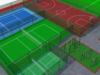 Mini stadiums and street fitness Badminton tennis 3D model