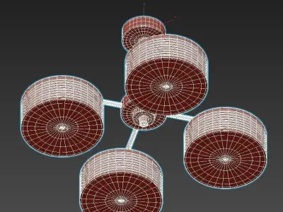 CAPRI three light chandelier in brass with shades 3D model