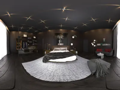 Bedroom with walls and wooden floors 3D model