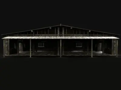 MEDIEVAL SAWMILL WAREHOUSE STORAGE WORKSHOP BUILDING INDUSTRIAL Low-poly 3D model