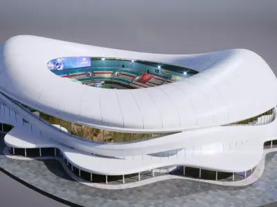 Modular  American Football Stadium Exterior Interior Props  3D model