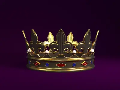 Crown golden Low-poly 3D model