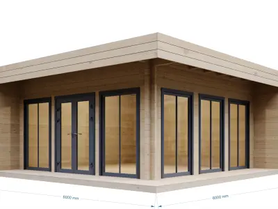 Wooden cabin 6x6 m 3D model