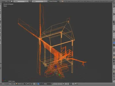 historical german bock windmill Low-poly 3D model