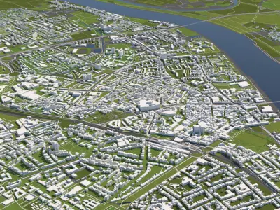 Bonn Germany 50x50km 3D City Map 3D model