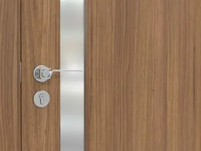 Modern Wooden Interior Door with Furniture 002 3D model