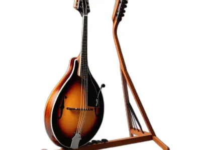 Mandolin Musical Instrument with Stand Low-poly 3D model