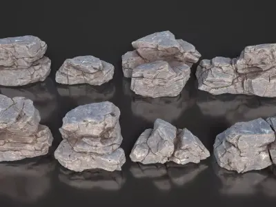 8 Modular Cliff Rocks 3D Pack 250906 Low-poly 3D model