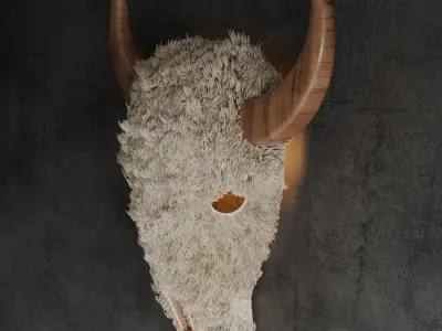 Bison head wall art and light 3D model