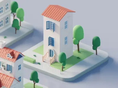 Cartoon Houses Low Poly Collection 3D model