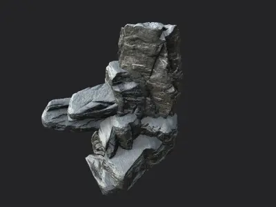 Snowy Cliff Rock 002 Low-poly 3D model