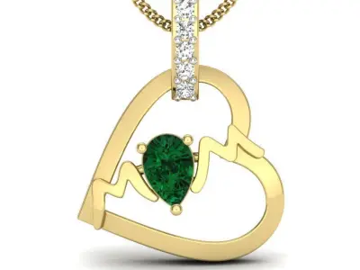 Women heart Pear Stone Pendant 3dm render detail 3D print model