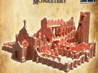 Ruined Monastery  Tabletop Terrain 28 MM 3D print model