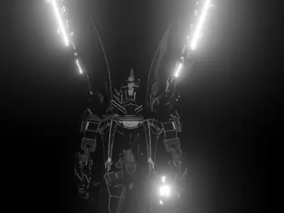 Gundam robot holding sword Low-poly 3D model