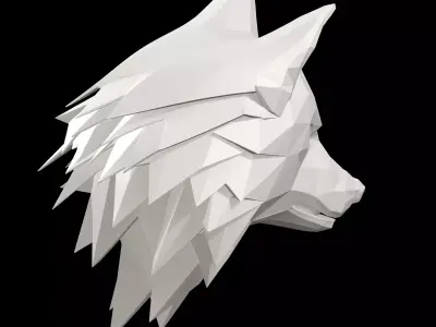 Geometric Wolf Head Low Poly 3D print model
