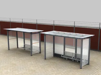 Bus Stop Modern Low-poly 3D model