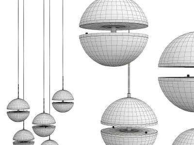 DEBERT gold and sphere pendant lights Low-poly 3D model
