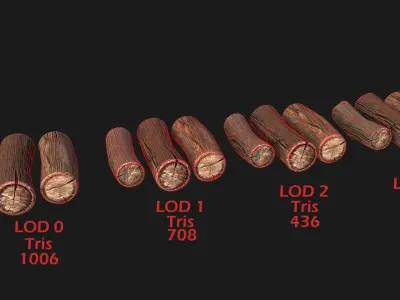 Firewood pair of wooden logs Low-poly 3D model